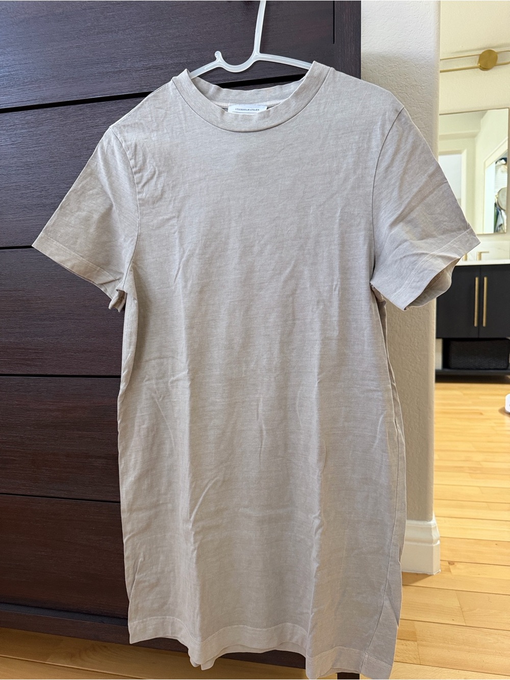 & Other Stories Light Beige Crewneck T-Shirt Dress